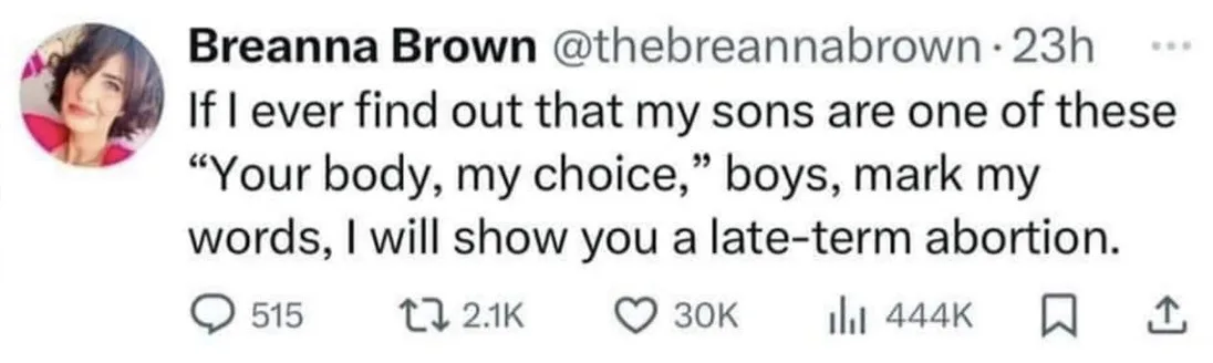 A screenshot of a tweet by Breanna Brown (@thebreannabrown) from 23 hours ago, showing her profile picture and the text: 'If…