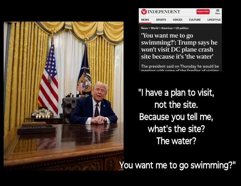 A photo of Donald Trump sitting at a desk in the Oval Office with American and presidential flags behind him. Overlaid text…