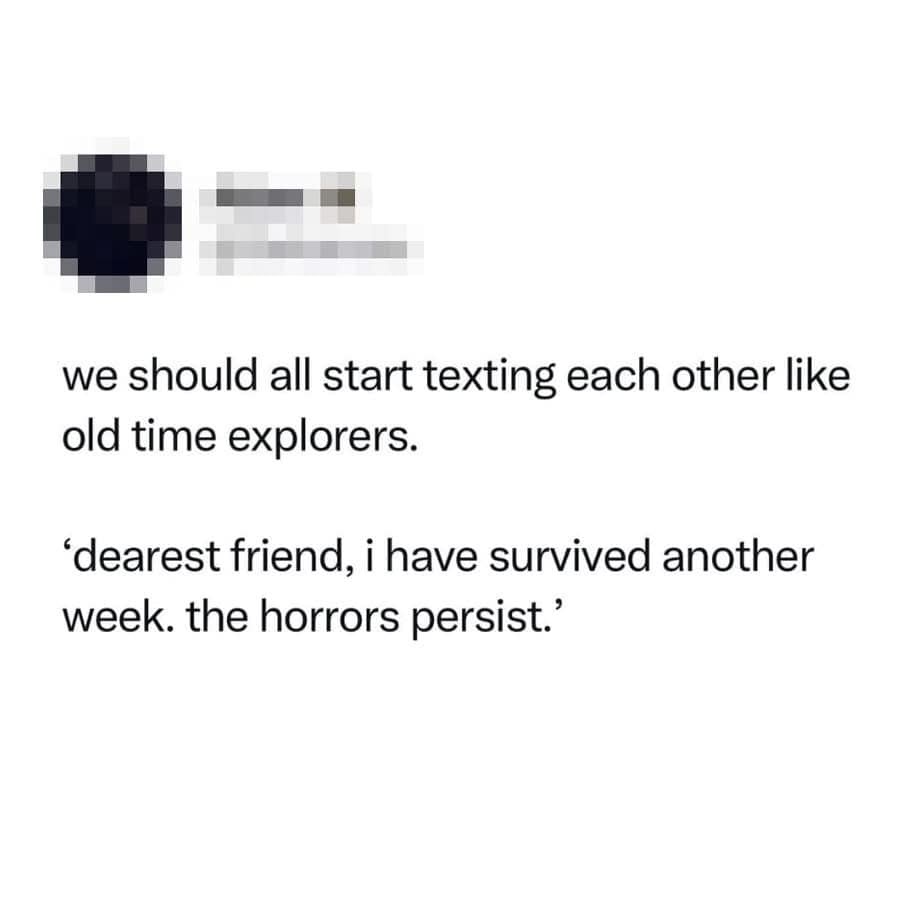 The image shows a screenshot of a text message conversation with a blurred profile picture and name. The message reads: 'we…