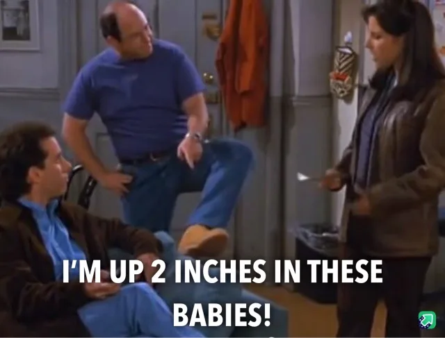 A still from the TV show 'Friends' shows three characters in a room: a man in a blue shirt standing with one leg up, another…