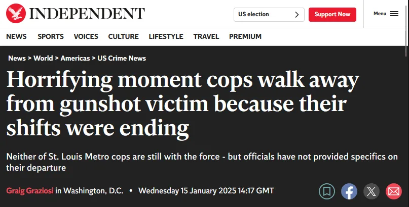 A screenshot of a news article from the Independent with a black background and white text. The headline reads 'Horrifying…
