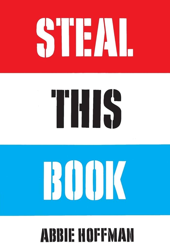 The image displays a book cover with three horizontal stripes: red at the top with white text reading 'STEAL.', white in the…