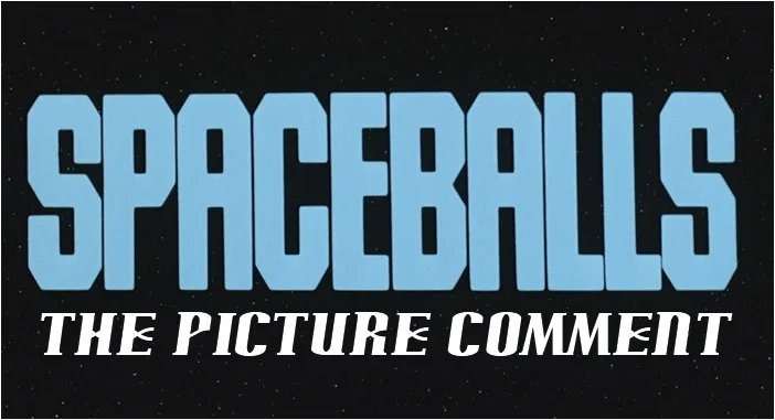 The image displays the iconic blue 'SPACEBALLS' title logo against a starry black background, with the white text 'THE…