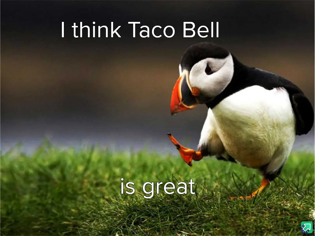 A close-up photo of a puffin standing on green grass, looking down with one foot lifted. White text overlaid at the top…