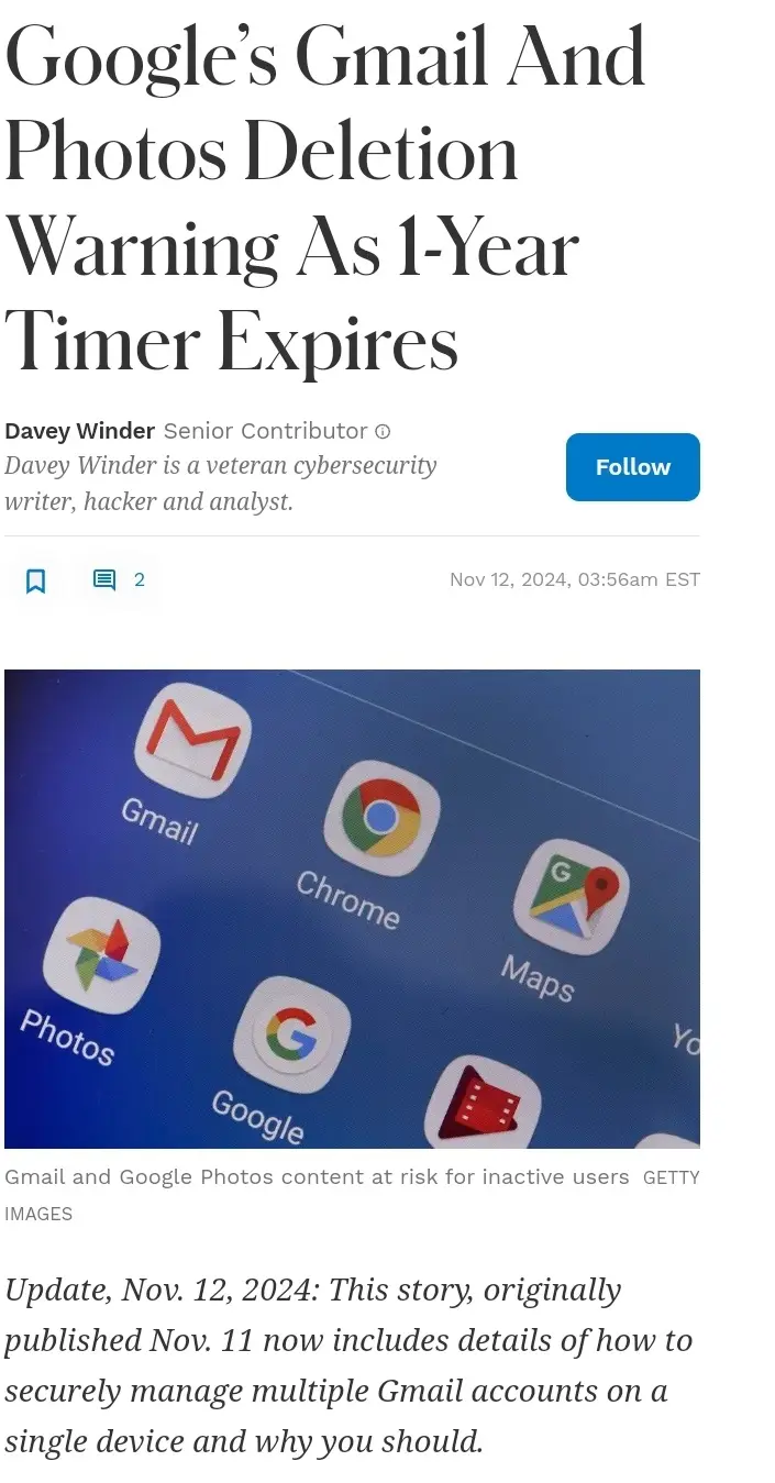Urgent Reminder: Google’s Gmail and Photos Deletion Countdown Begins