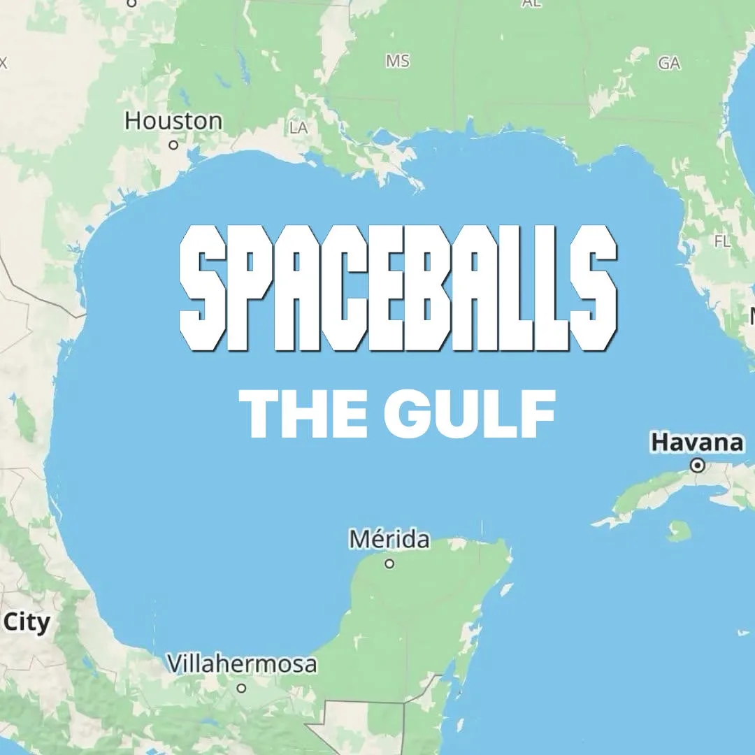 A map of the Gulf of Mexico with cities like Houston, Havana, and Mérida visible. Large white text overlaid reads…