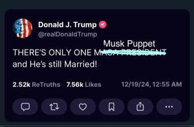 A screenshot of a tweet from Donald J. Trump's account showing the text 'THERE'S ONLY ONE MAGA PRESIDENT and He's still…