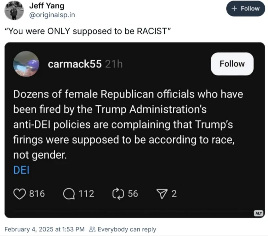 A screenshot of a Twitter post by user 'carmack55' stating that female Republican officials fired by the Trump…