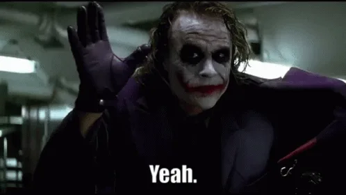The image displays six identical frames of the character The Joker from the movie 'The Dark Knight,' wearing a purple suit…