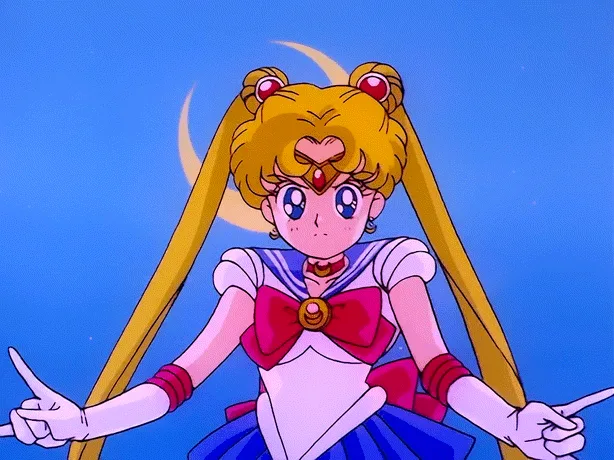 The image displays six panels showing the anime character Sailor Moon performing her iconic transformation sequence. The top…