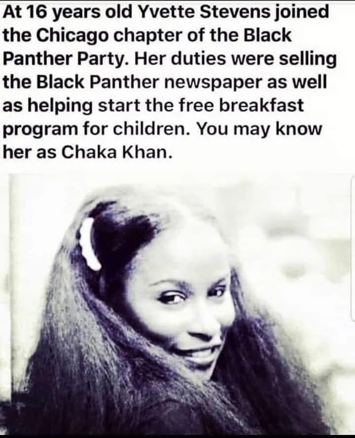 A black-and-white photo of a smiling young Black woman with long hair and a white hair clip. The text above her states that…