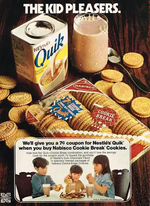 Throwback to the 1972 Nestle Quik and Nabisco Cookie Break Ad