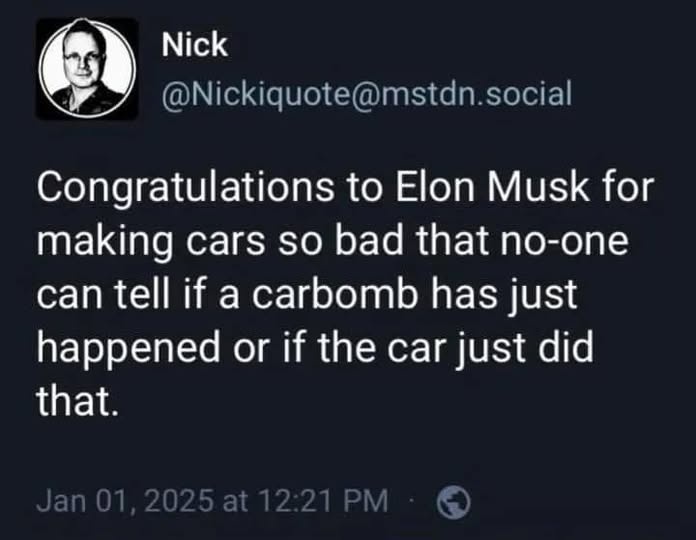 A screenshot of a social media post by a user named Nick, featuring a black-and-white circular profile picture. The post's…
