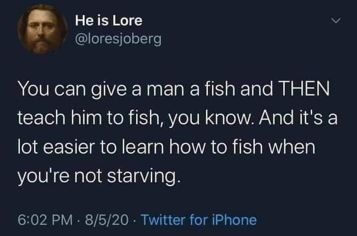 A screenshot of a tweet from a Twitter account named 'He is Lore' with the handle '@loresjoberg'. The tweet reads: 'You can…