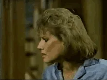 A six-panel image sequence shows a woman with shoulder-length blonde hair and a blue collared shirt, captured in various…