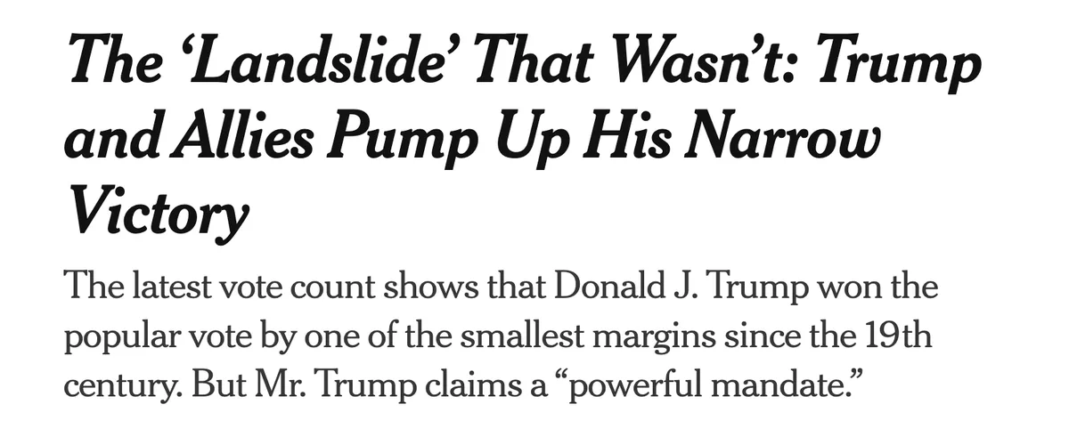 The image displays a newspaper-style headline and subtext in black serif font on a white background. The headline reads 'The…