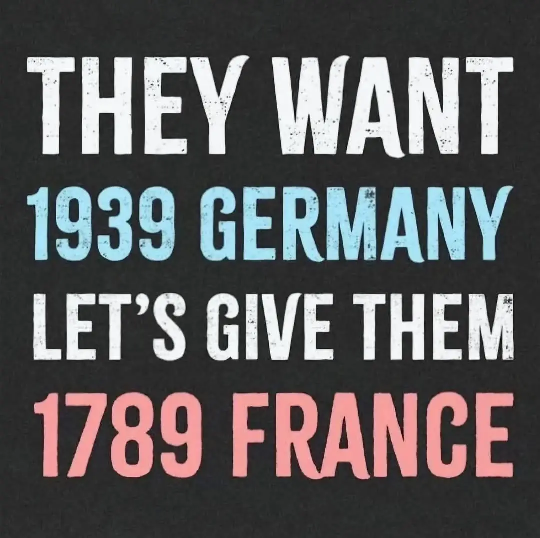 A black background with bold, distressed text in white, light blue, and pink. The text reads: 'THEY WANT 1939 GERMANY LET'S…