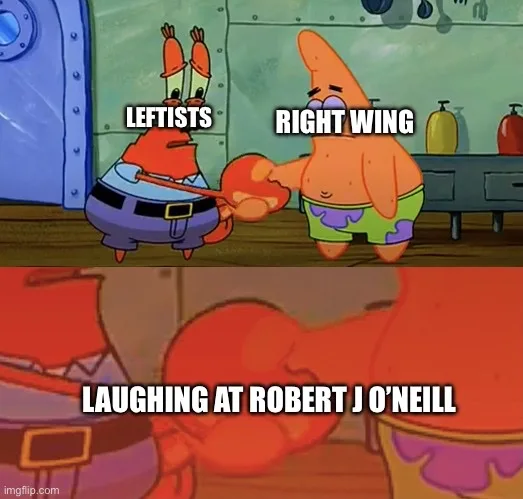 In the top panel, a cartoon lobster labeled 'LEFTISTS' holds a stick to the face of a cartoon starfish labeled 'RIGHT WING'…