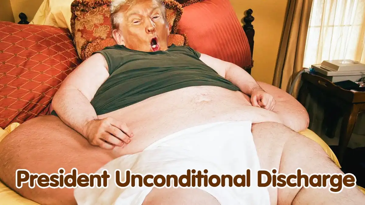 A man with a large belly, wearing a green t-shirt and white underwear, is lying on a bed with red pillows and yawning…