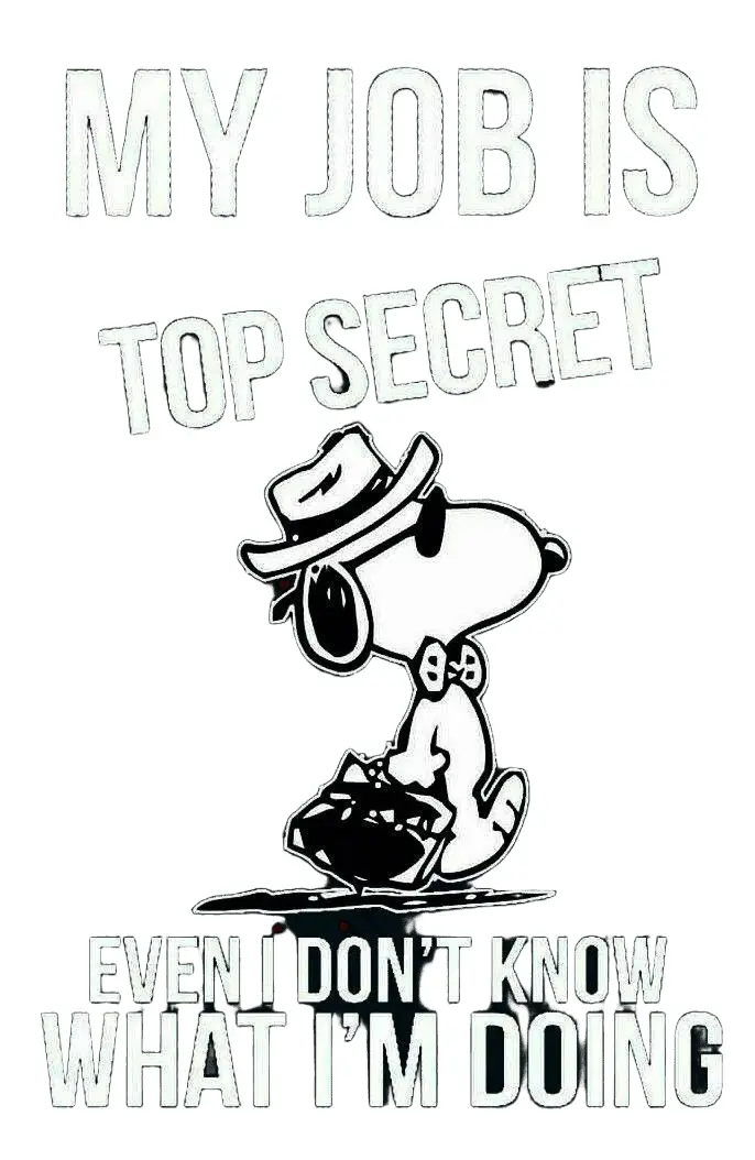 A green background features a black-and-white cartoon of Snoopy dressed as a secret agent, wearing a fedora, sunglasses, and…