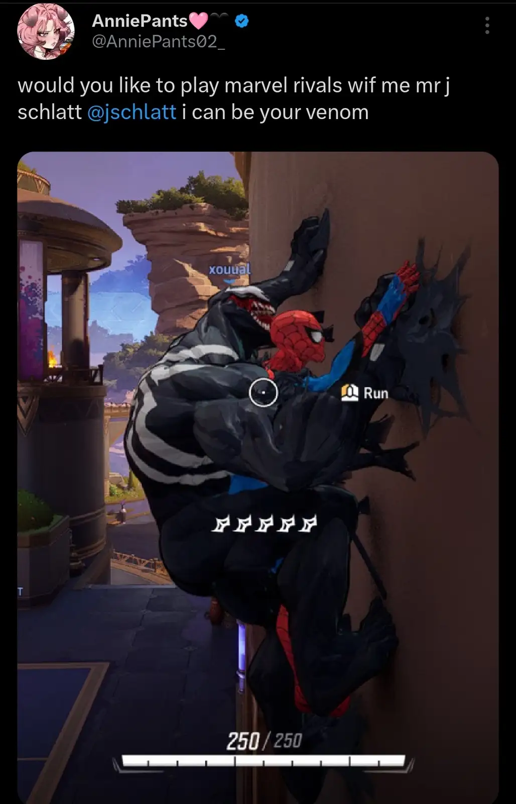 A screenshot from the game Marvel Rivals shows Venom overpowering Spider-Man in a combat scene, with the game's UI visible…