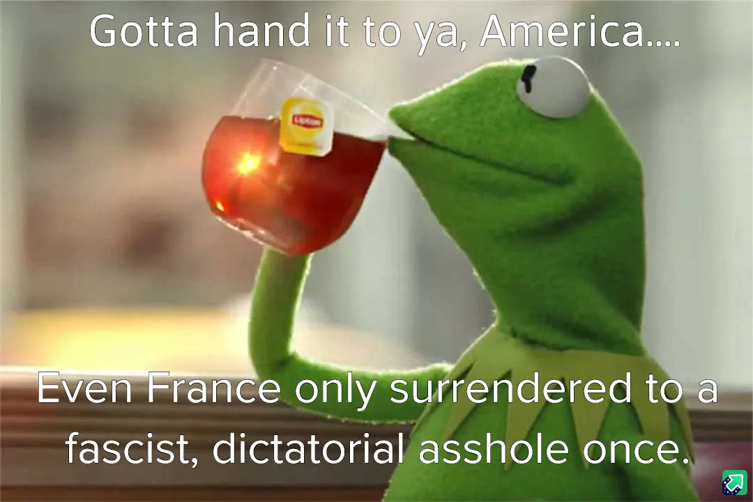 A green frog puppet, Kermit the Frog, is shown sipping tea from a glass with a Lipton tea bag visible. White text overlaid…
