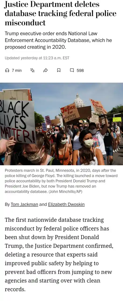 A screenshot of a news article shows a protest with signs reading 'BLACK LIVES MATTER!' and 'Justice for George Floyd' in…