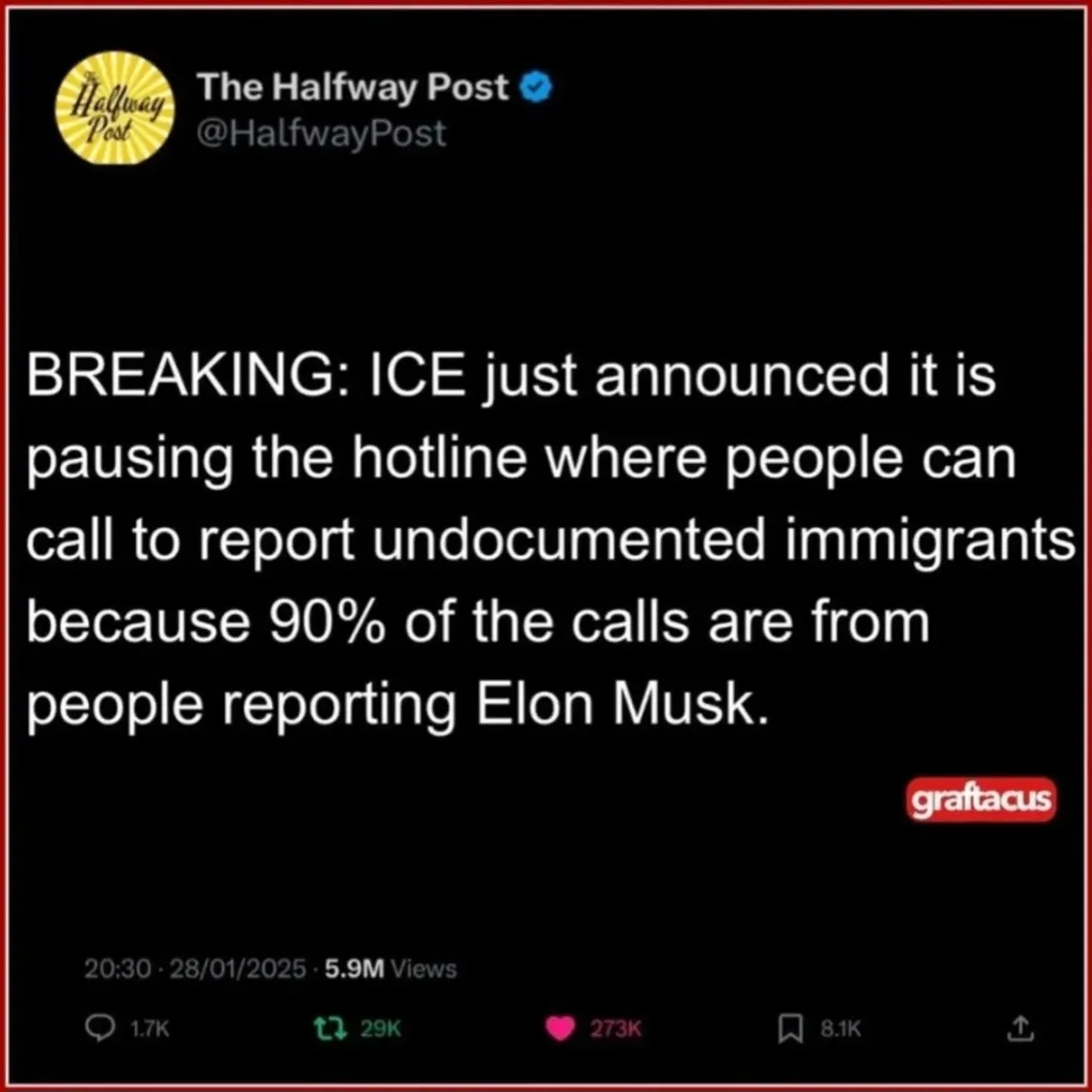 The image displays a screenshot of a social media post from 'The Halfway Post' with a black background and white text. The…