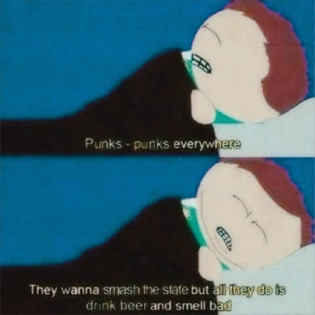 The image shows two panels of a cartoon character with red hair and a green collar, lying down with eyes closed. In the top…