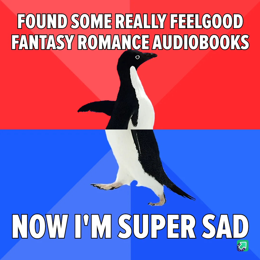 A penguin stands centered against a red and blue background, with bold white text at the top reading 'FOUND SOME REALLY…