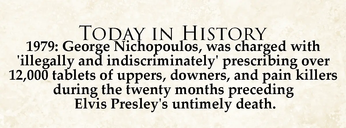 The image displays a beige textured background with black serif text styled like a historical record. The text reads 'TODAY…