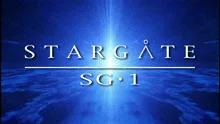 Six identical images of the Stargate SG-1 TV show logo, featuring the title 'STARGÅTE SG·1' in metallic silver text over a…