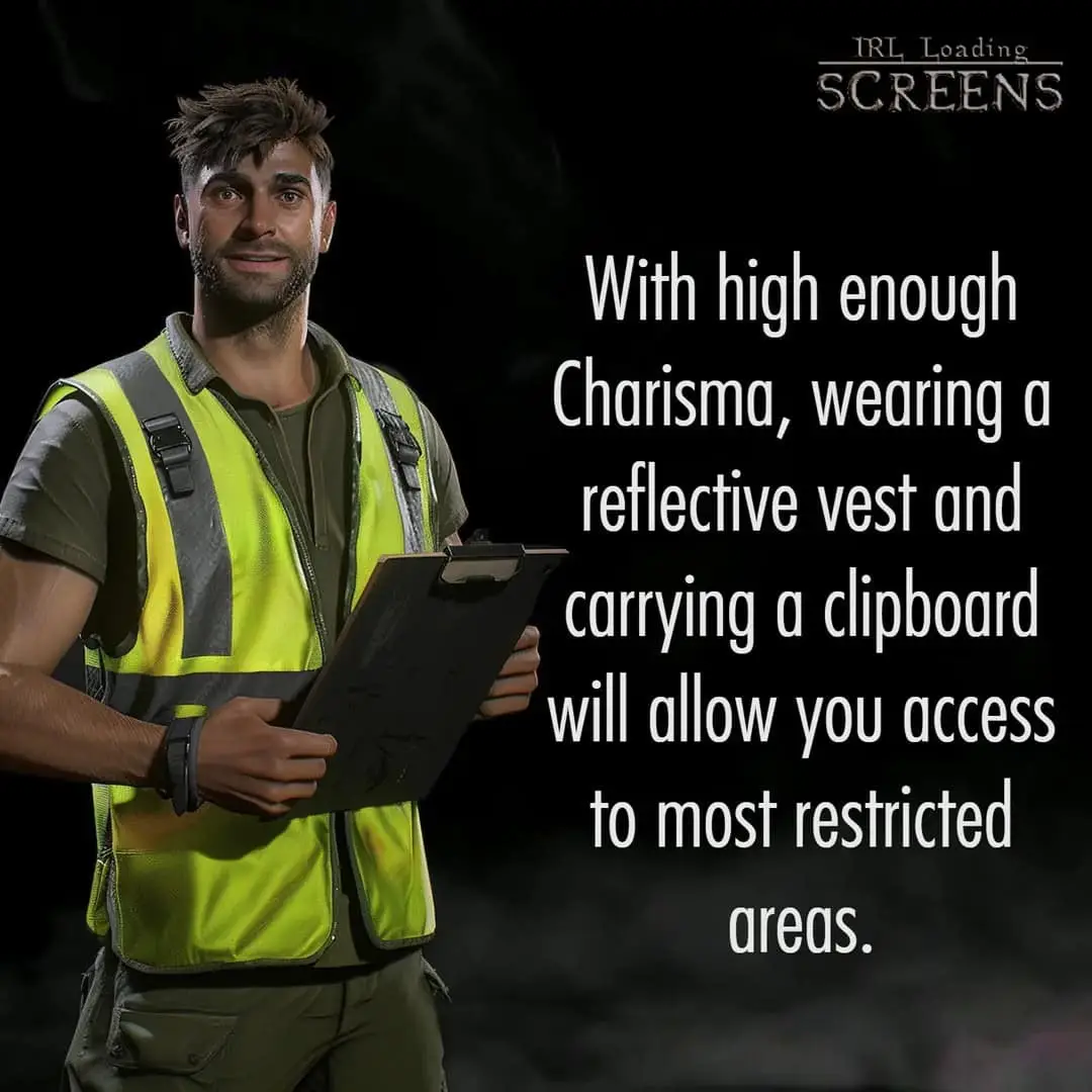A man in a bright yellow reflective vest and green work clothes holds a clipboard against a dark, smoky background. Text…