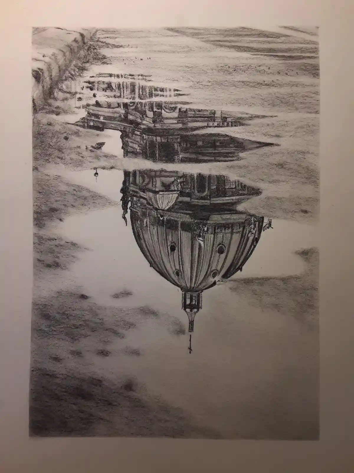 Stunning Charcoal Artwork of Berlin Cathedral in Reflection