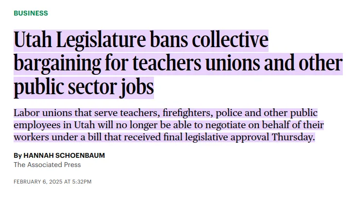 A screenshot of a news article from The Associated Press dated February 6, 2025, with the headline and first paragraph…