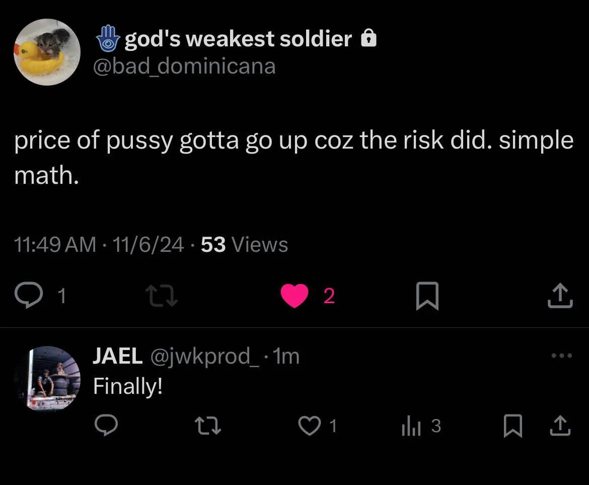 A screenshot of a social media post showing a user named 'god's weakest soldier' with a profile picture of a cat in a yellow…