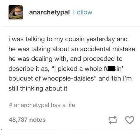 The image displays a screenshot of a Tumblr post by user 'anarchetypal'. The post contains a text narrative describing a…