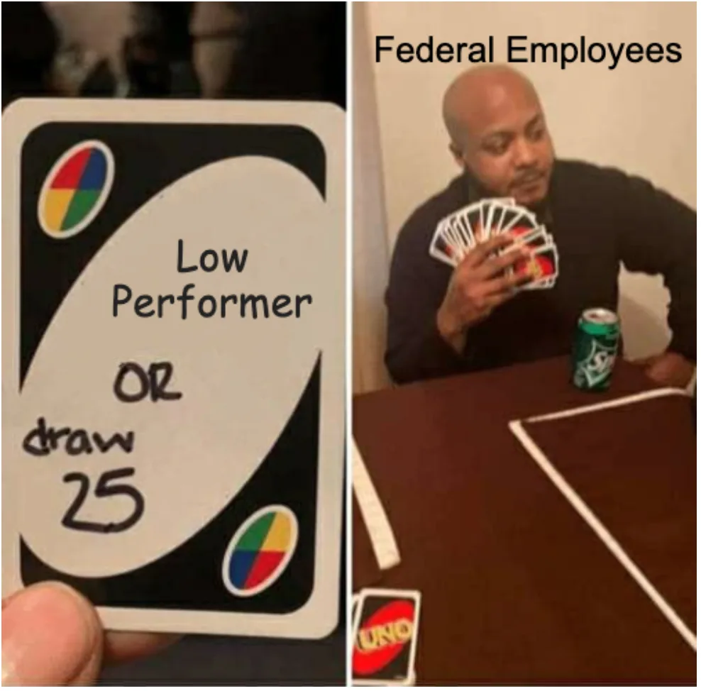 A split image shows a hand holding a modified UNO card labeled 'Low Performer OR draw 25' on the left, and on the right, a…