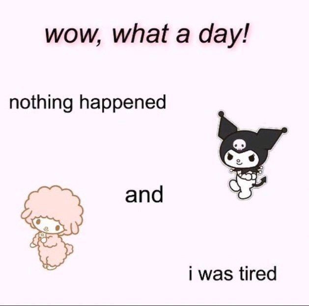 The image shows two Sanrio characters: My Melody on the left and Kuromi on the right. Text overlaid on the image reads 'wow…