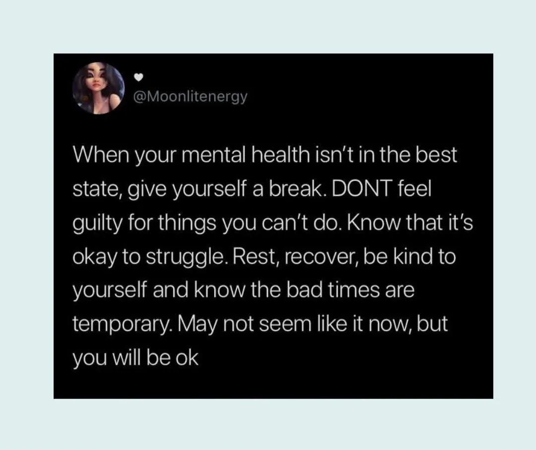 A screenshot of a tweet from @Moonlitenergy with white text on a black background, offering compassionate advice about…