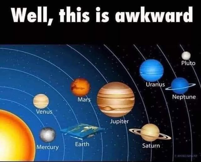 A diagram of the solar system with planets labeled on elliptical orbits around the sun. Earth is depicted as a small blue…