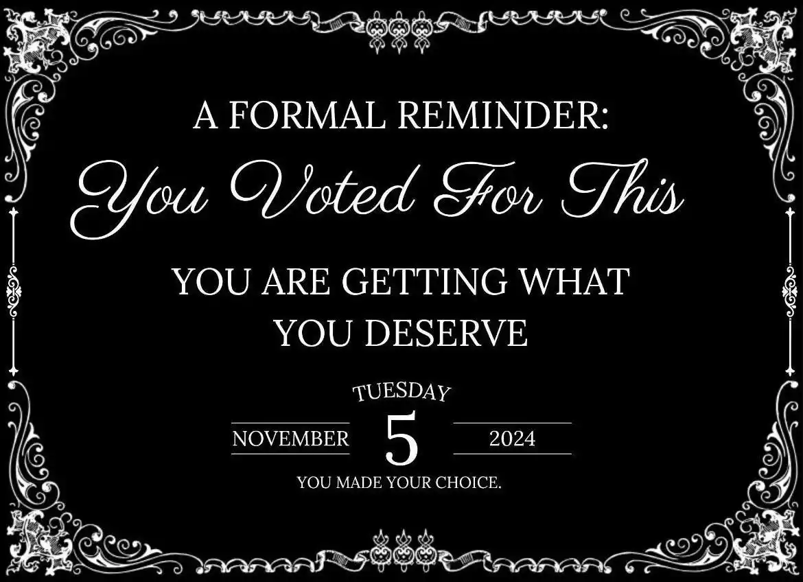 A black-and-white image with an ornate white border resembling a formal invitation or notice. The text, in varying fonts…