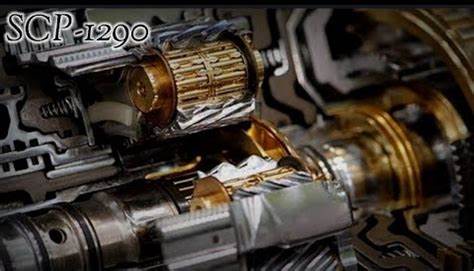 A close-up image of a complex, metallic mechanical assembly with gears and brass-colored components, overlaid with the text…