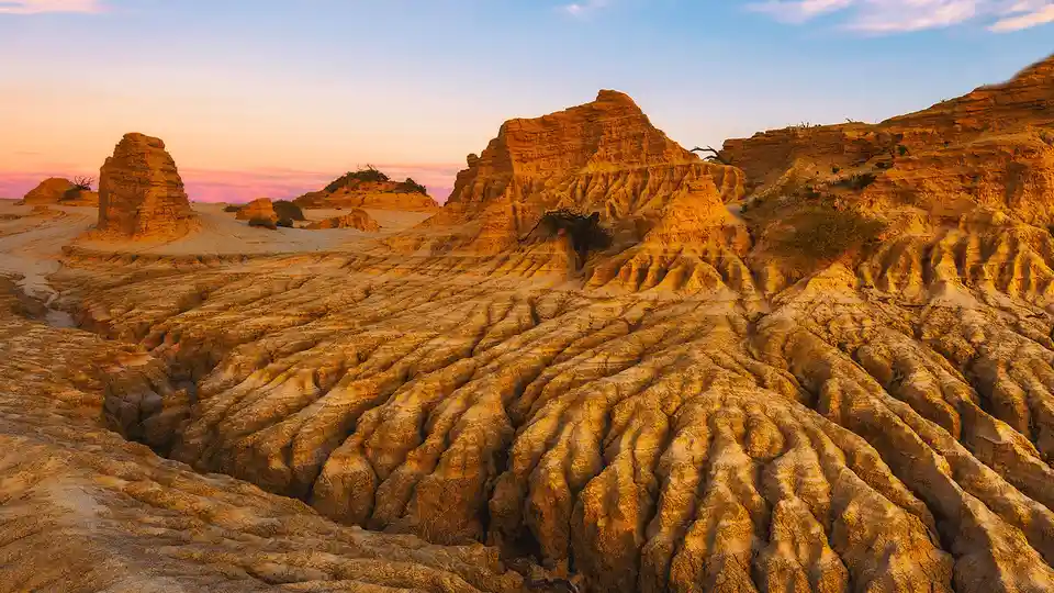 In Mungo National Park, New South Wales, the arid landscape stretches out in sharp contrast to the state's verdant capital…