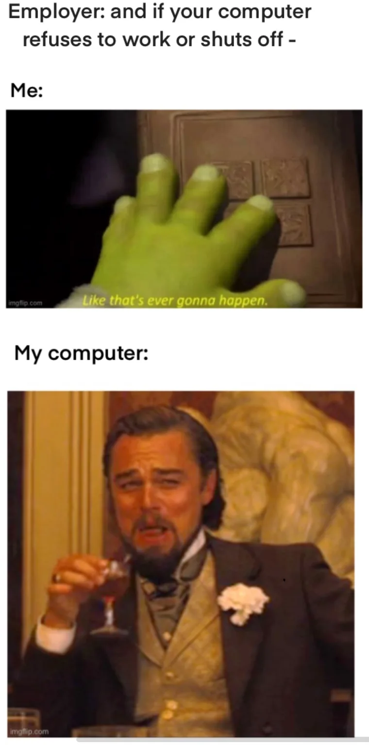 The meme features two panels. The top panel shows a green, muscular hand (from the movie 'The Hulk') pressing a button with…