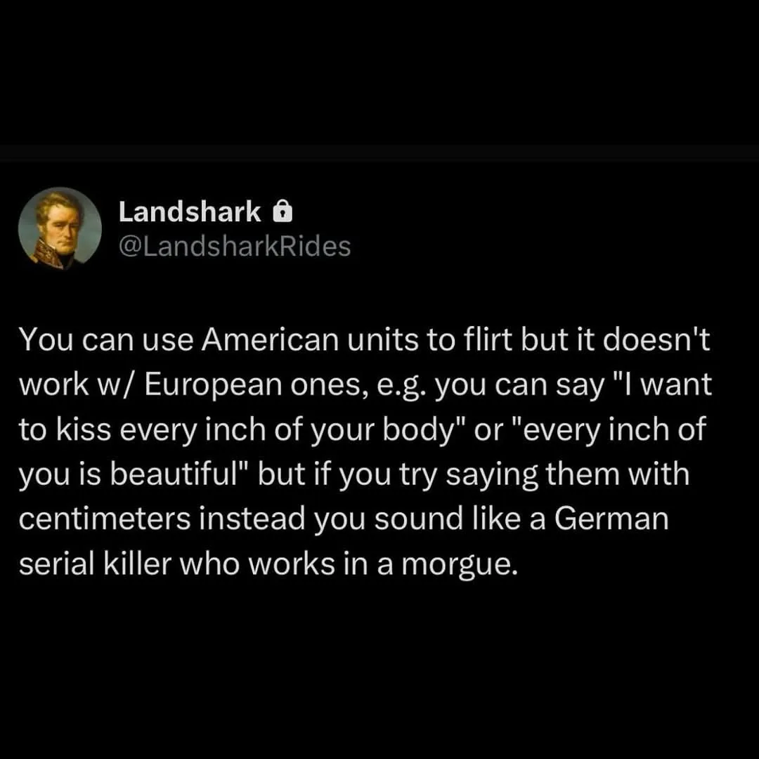 A screenshot of a tweet from user Landshark (@LandsharkRides) with a profile picture of a man in historical attire. The…