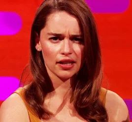 A six-panel image sequence shows actress Emily Ratajkowski transitioning through a series of increasingly intense facial…