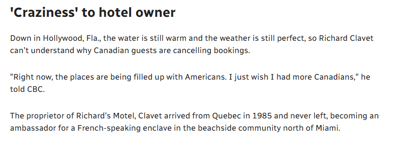 A screenshot of a news article text block with a headline and body text. The text describes a hotel owner in Hollywood…