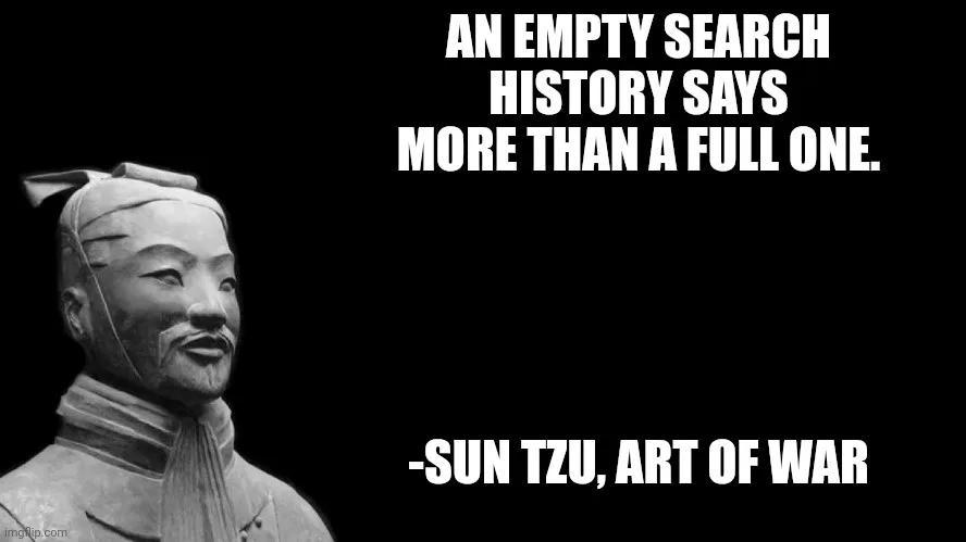 A black-and-white image of a terracotta warrior statue on the left side, looking toward the right. White bold text is…