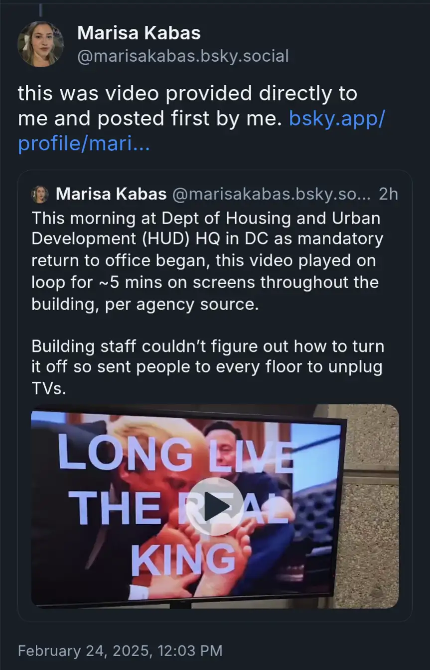 A screenshot of a social media post showing a TV screen displaying a video with the text 'LONG LIVE THE REAL KING' overlaid…